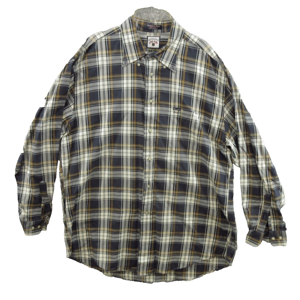 Faconnable Mens Shirt Size XL Collared Plaid Long Sleeve 100% Cotton VTG